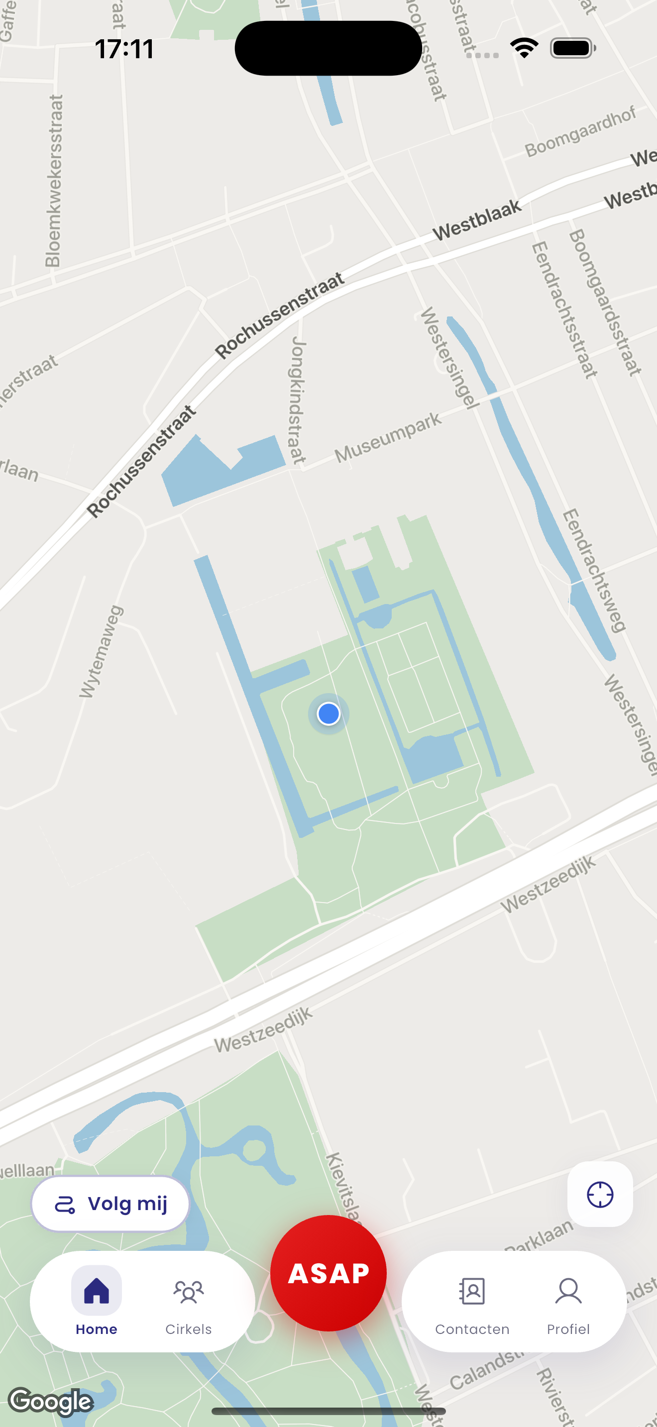 ASAP Safety app — hoofdscherm