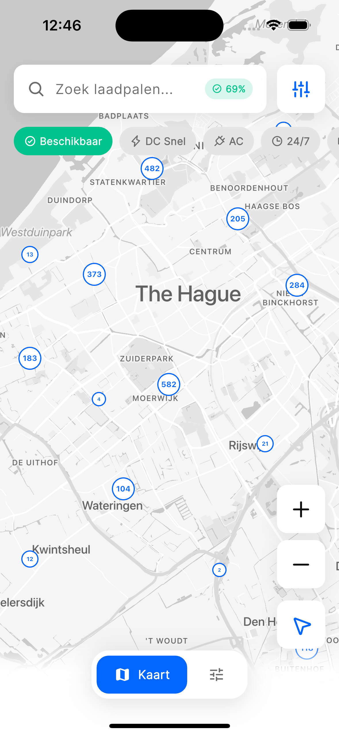 SmartCharge Navigator — kaartweergave